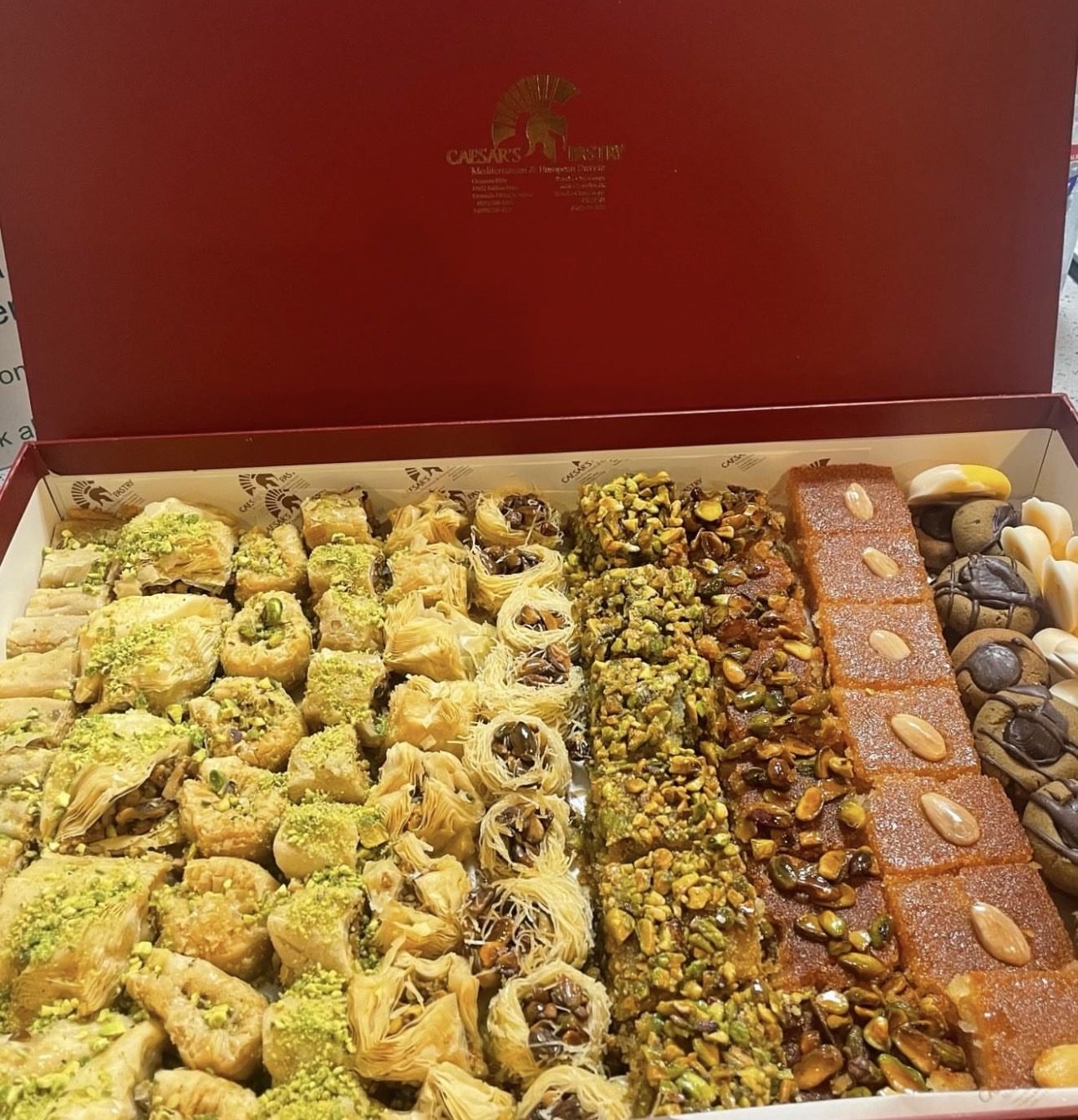 Gift box of baklava and assorted Middle Eastern sweets