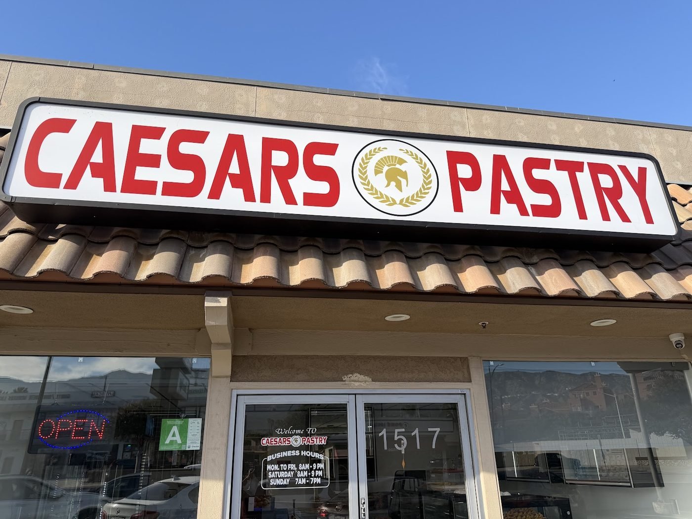 Caesar's Pastry sign and entrance at 1517 N San Fernando Blvd